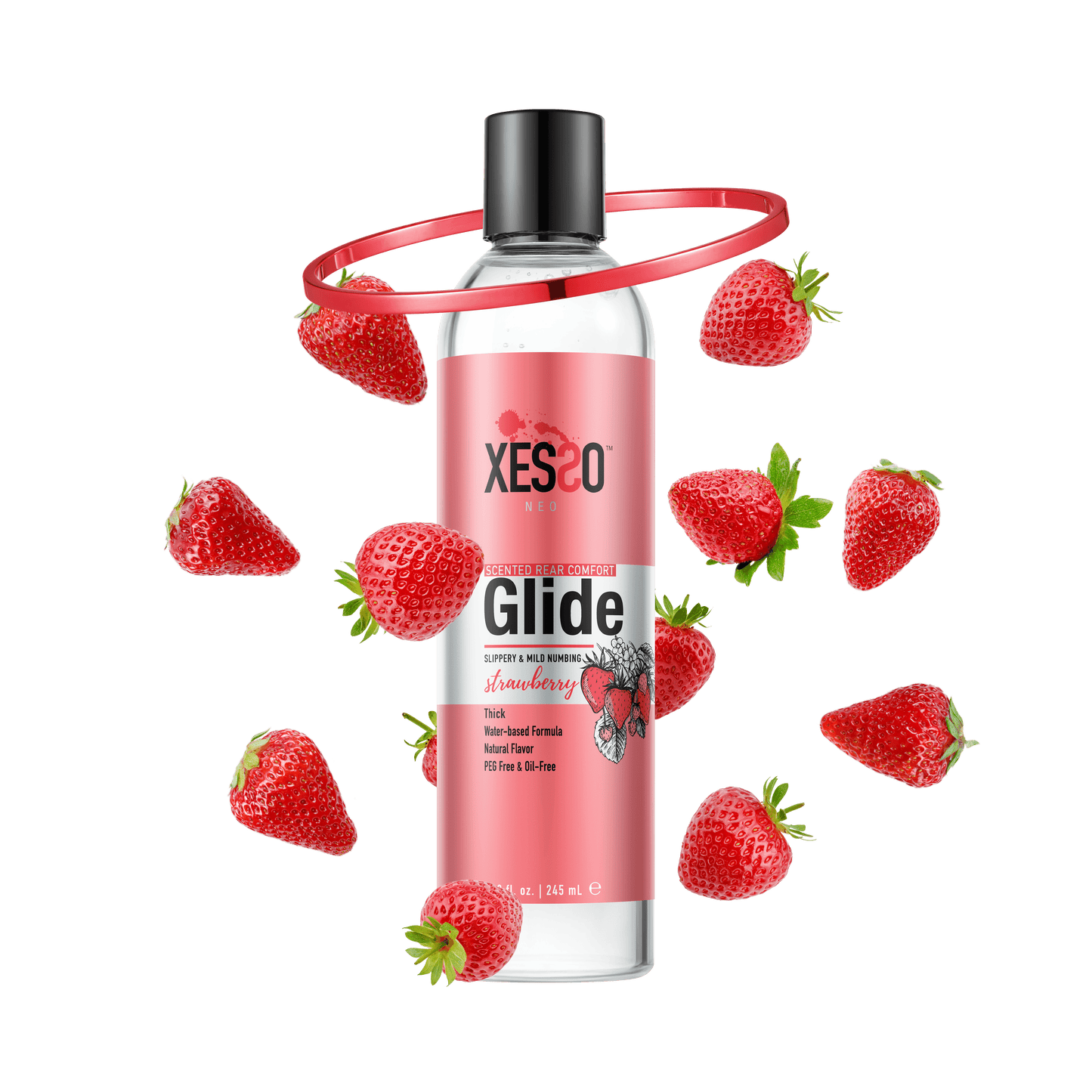 XESSO Lube & More Waterbased Lube 8.3 fl. oz. XESSO Scented Rear Comfort Glide 4% Lidocaine, Fresh Strawberry